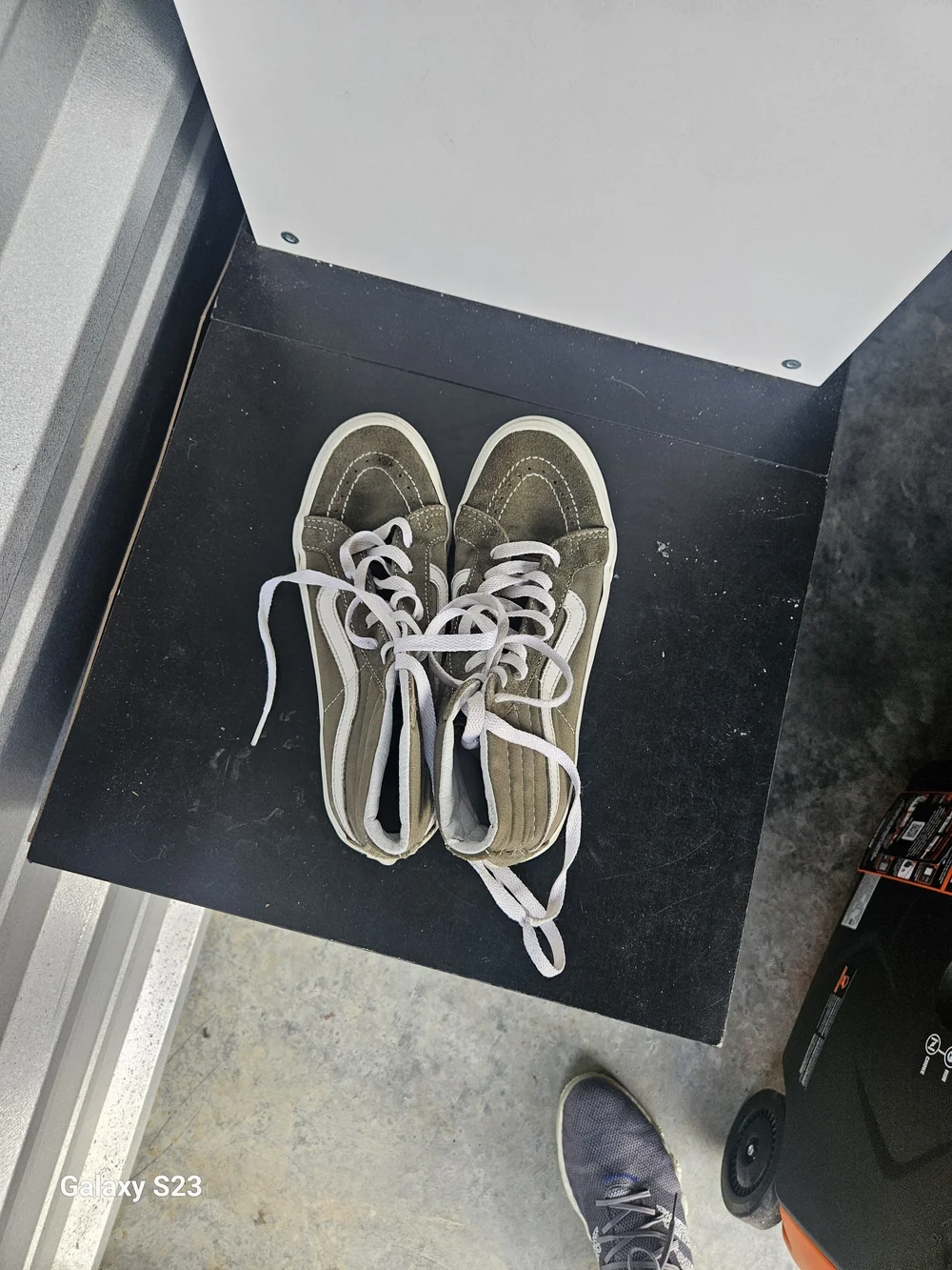 Vans Sk8-Hi High-Top Sneakers in Olive with White Stripe